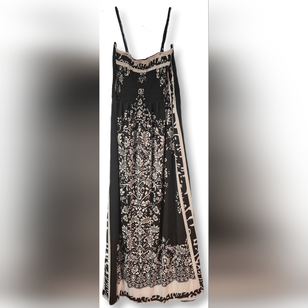 Just Love Plus Size Black & White Floral Print Adjustable Strap Maxi Dress Sz.1X